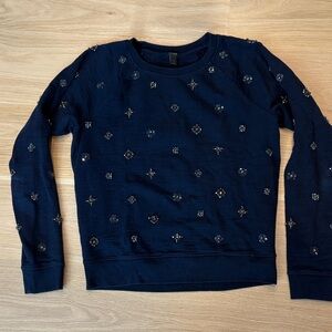 J crew Navy Blue Embellished Sweatshirt size medium